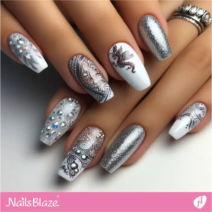 Embellished Silver and White Chinese New Year